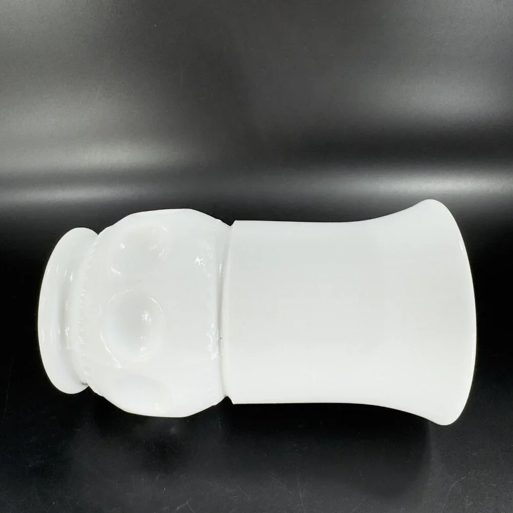 Vintage White Milk Glass Vase Vessel With Coin Dotted Pattern Bottom Glass Decor